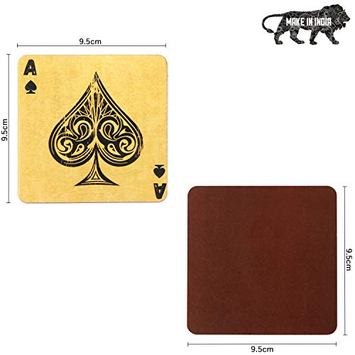 DULI Printed MDF Wooden Coasters for Tea Coffee, Coffee Coasters, Beer Coasters, Square Coasters, Coaster Set, Home & Kitchen, Dinning, Table Decor (Set of 4, 4x4 Inch) (Playing Cards)