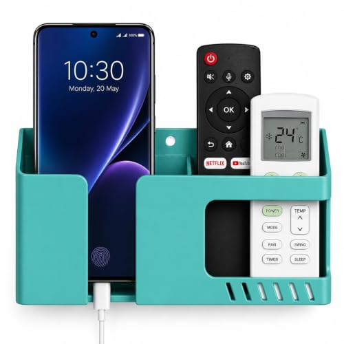 Image of WALLVIEW TECH Wall Mobile Holder Multi-Purpose Mobile Stand for Wall Remote Holder & Mobile Charging Stand,Wall Smartphones Kitchen Organizer Rack Wall Mounted Useful Gadget-(Green)