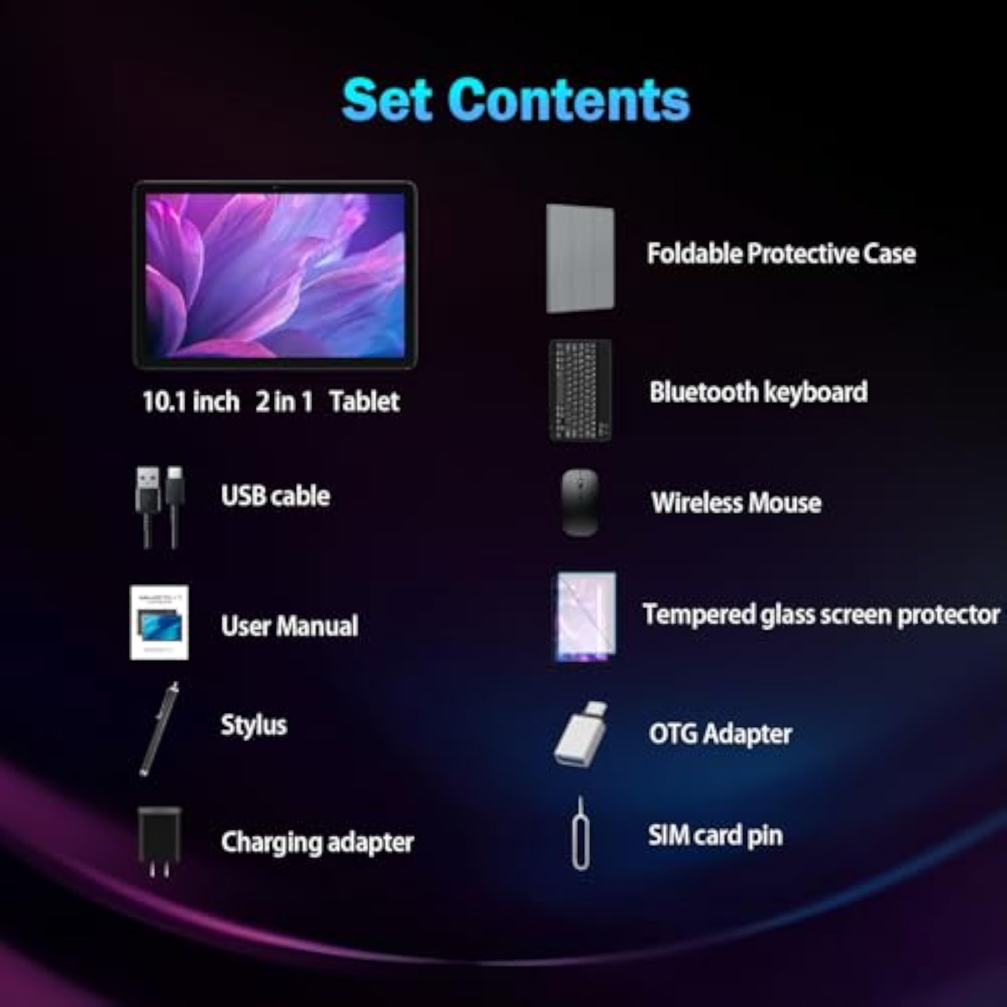 Android 14 Tablet 10 Inch 128GB Storage, 1TB Expandable