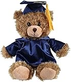 Personalized 2025 Graduation Mocha Teddy Bear – Custom Plush with Cap & Gown – 6 inch Cute Stuffed Animal for Graduates - Best Grad Gift for College High School & Kindergarten Achievements (Navy Blue)