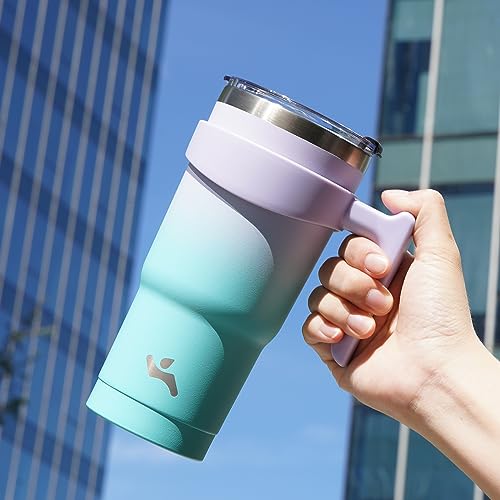 Image of Konokyo 40 oz Tumbler with Handle and Straw, Insulated Travel Mug