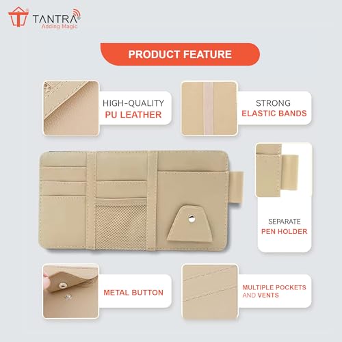 Image of TANTRA Car Sun Visor Organizer Stylish Storage Solution (Beige)