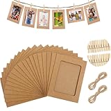 Fácil de instalar y organizar: montajes de imagen del marco de la foto de la escuela para marcos, los marcos de fotos de cartón ligeros y el sistema de clip sencillo hacen que la instalación sea rápida y libre de daños. Conecte fácilmente los marcos a la cuerda incluida con los clips de madera y los organice en cualquier patrón que se adapte a su espacio y estilo.