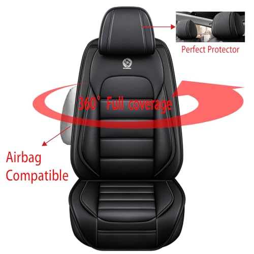 Image of Fit for Sedan SUV Pick-up Truck,Automotive,Ice Slik Nappa Leather Car Seat Covers,Waterproof Durability Washable Seat Covers,5 Seat Complete Set Standard Full Coverage Car Seat Cover(Black)