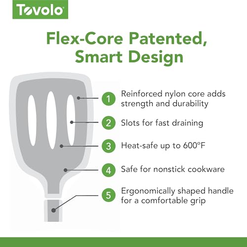 Tovolo Flex Core Silicone Slotted Turner Spatula Kitchen Utensil for Flipping Eggs Burgers Pancakes and More, Easy Clean Dishwasher Safe BPA Free Silicone Flipper Heat Resistant, Oyster Gray by Tovolo - Image 5