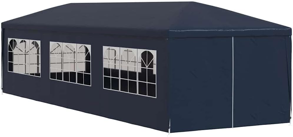 Large Blue Party Tent Canopy Outdoor 10x30 ft Polyethylene Shelter for Backyard Events