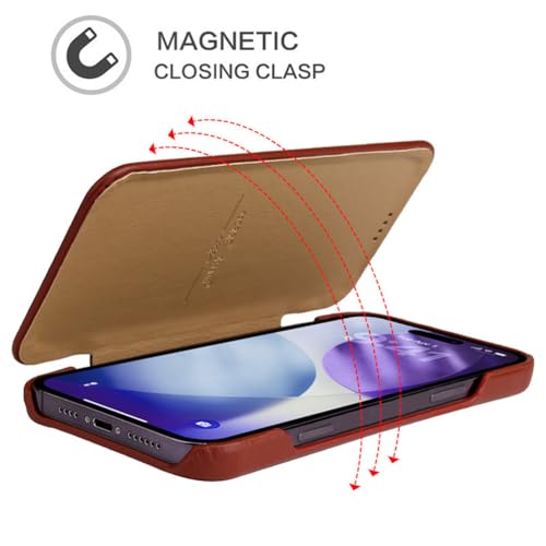 Étui en cuir véritable pour iPhone 17 Pro noir rétro et ultra fin - 4