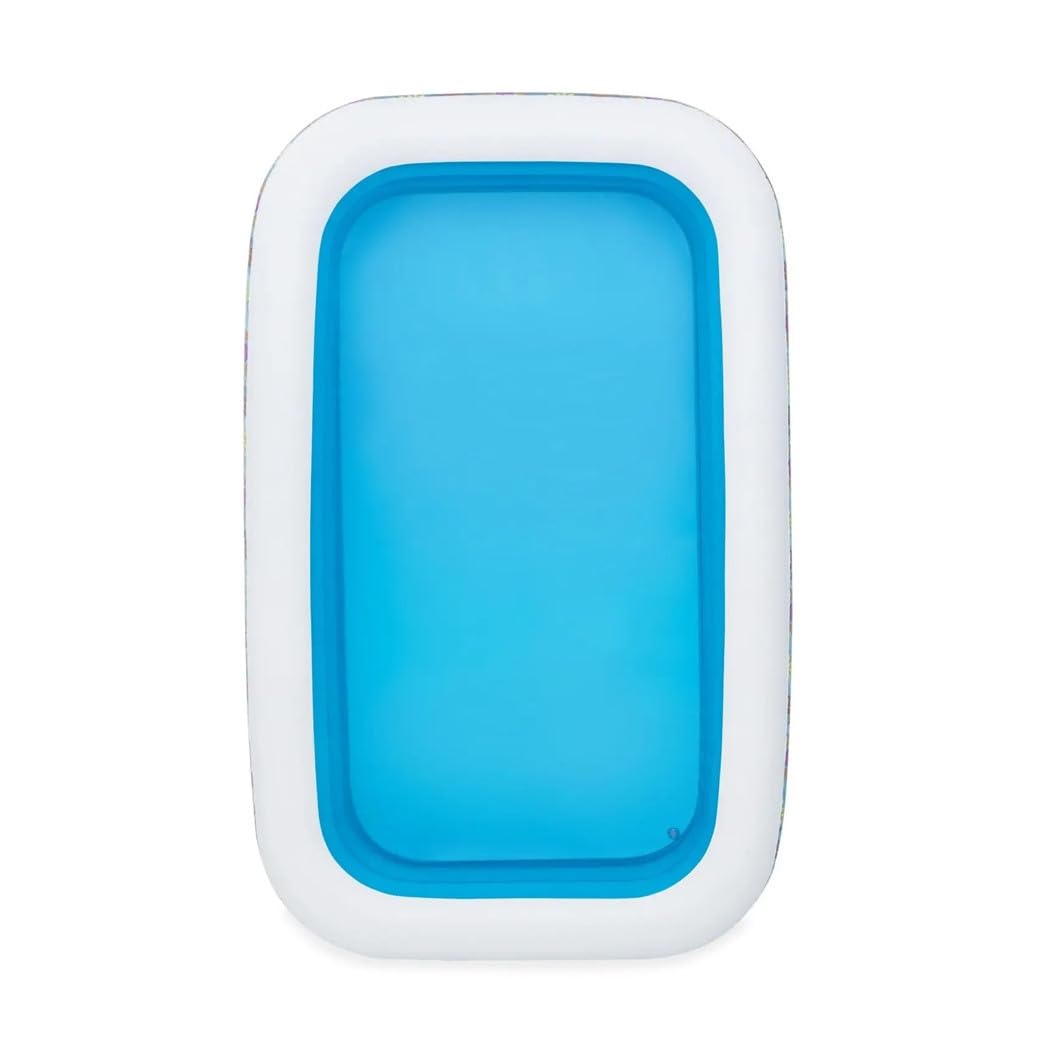 Trade Shop - Piscina Gonfiabile Family Rettangolare A 3 Anelli Decoro Fiori 305x183x56 Cm 54121 -