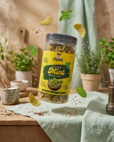 Image of SIYORA Peri Peri Corn Chips & Multi Millet Mint Chips Combo | Crunchy Baked Snacks | Spicy Peri Peri & Refreshing Mint Flavours | Millet & Corn Snack | Anytime Snacking | Pack of 2