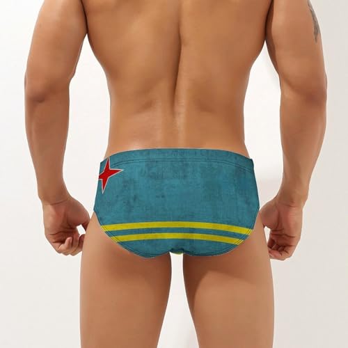 Vintage Aruba Flag Men's Swim Briefs Low Waist Bikini Swimsuit Underwear Beach Swimwear2