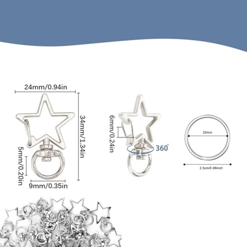 Image of 12 PCS Star Keychain Clasps with Rings for Jewelry Making and DIY Crafts