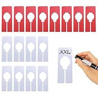 BIFHIG 16 Stück Quadratische Trennkarten, Auf Die Kleiderbügeltrennstreifen Und Kleidergrößentrennkarten Geschrieben Werden Können, Geeignet Zum Sortieren Und Sortieren Von Kleidung (Weiß, Rot).