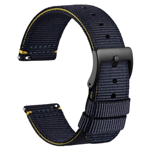 Image of WOCCI Nylon Watch Bands, Contrast Woven Design, Quick Release, Stainless Steel Buckle, Band Width 20mm 22mm 24mm 26mm