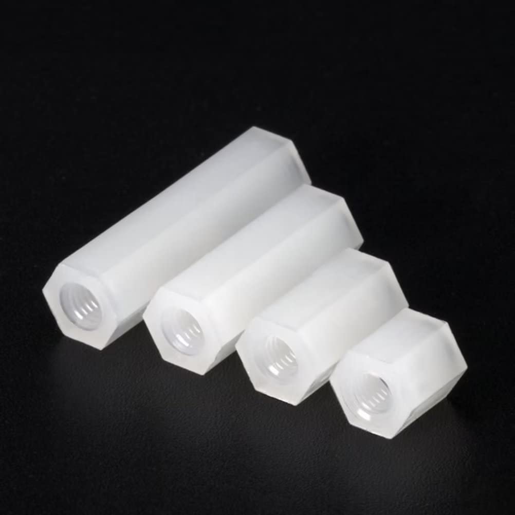M4 Distanziali Esagonali Nylon Femminile Filettato Distanziatore Esagonale Bianco M4x40mm (20 Pezzi)