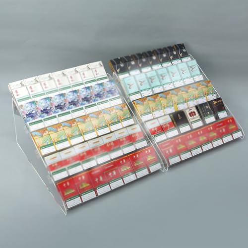 Étagère à cigarettes transparente 45° pour comptoir de magasin et briquets
