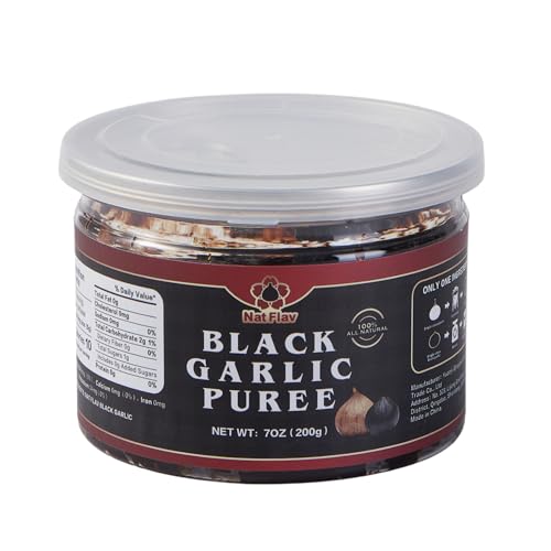 NatFlav Black Garlic Puree 7 Oz, Made from Solo Black Garlic 100%, Fermented for 120 Days, No Added Water, High in Antioxidants, non GMO, Gluten Free