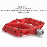 GEWAGE Pedały rowerowe MTB, antypoślizgowe pedały MTB z włókna nylonowego, pedały rowerowe 9/16", lekkie i szerokie płaskie pedały platformowe (czerwone)