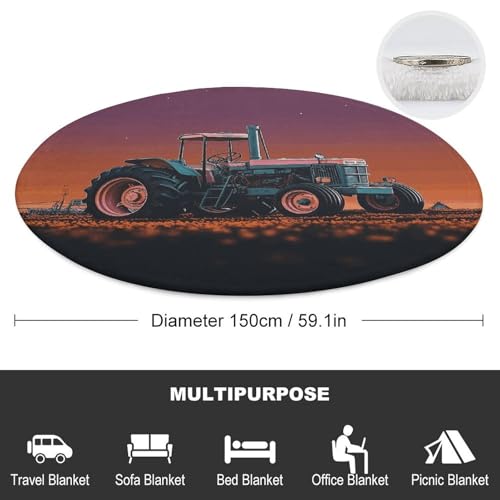 Couverture ronde tracteur 150 cm pour canapé et salon