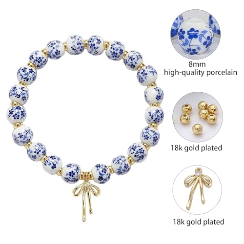 Birthday Gift for Women Unique, Birthday Decorations Gifts Ideas Vintage Blue and White Porcelain Bead Bracelet for Her Daughter Friend Sister Mother Wife Grandma Granddaughter2