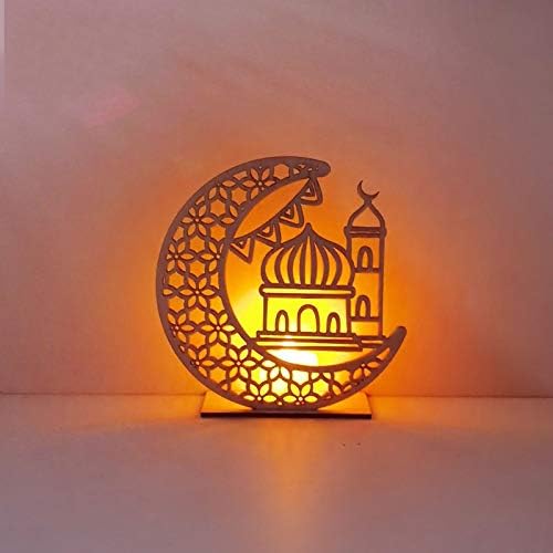 Ramadan Decorations for Home Eid Mubarak Moon Wooden Plaque Hanging Pendant Islam Muslim Event Party Mubarak Decor Supplies (Color : 4) (1)