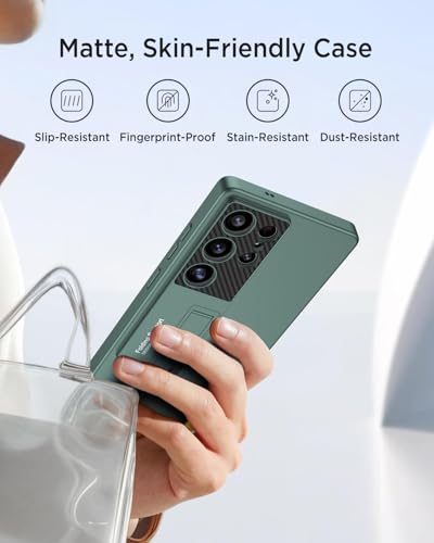 Coque Samsung S25 Ultra Miimall antichoc avec support intégré couleur vert mat