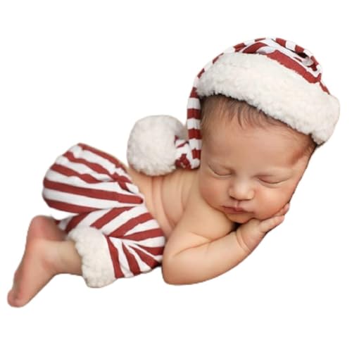 Image of Xmas Newborn Baby Photo Props Boy Outfits Crochet Santa Claus Red Hat Pants | Newborn Picture Outfit,for Baby Girl Photography,Newborn Boy Photoshoot Outfits,Newborn Photography Prop,Xmas Photo Outfit