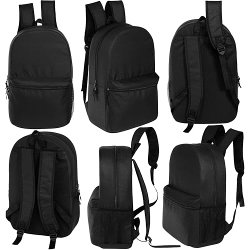 Moda West 24 Pack - Wholesale 19 Inch Backpacks for Students & Adults - Bulk Case of Bookbags - 24 Black3