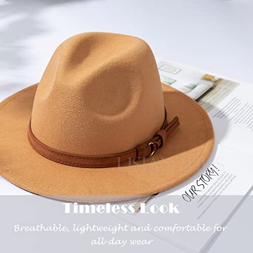 Image of Lisianthus Men & Women Vintage Wide Brim Fedora Hat | Classic Belt Buckle Decor, Adjustable Drawstring, Inner Breathable Sweatband, Timeless Style, Ideal for Travel & Daily