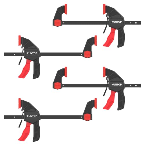 XUNTOP Sargentos de Barra 4PCS 0-150mm/6” Abrazaderas de Barra con Sujeción y Expansión Abrazadera de Rápido con Fuerza de Sujeción de 600N/60KG para Carpintería, Reparación de Metal y Mueble, DIY