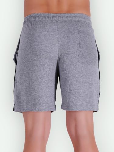 Image of T.T. Cotton Blend Shorts for Men | Regular Fit | Elasticated & Zipper | 2 Sided Pockets & 1 Back Pocket | Solid | Above Knee Length Bermuda Short | Ideal for Casual Outings