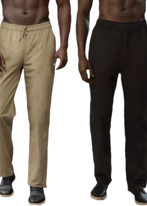 Men's Cotton Lounge Pyjama Pants Combo Pack of 2 (Khaki & Black) – Comfortable Regular Fit Trouser Pajamas for Sleepwear, Nightwear, Home Wear & Casual Use-picture-28