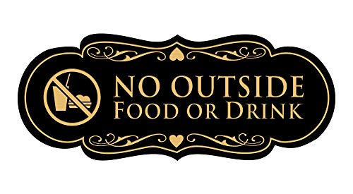 Signs Bylita DSGNOFOD-BLKGL Designer No Outside Food Or Drink Sign cover