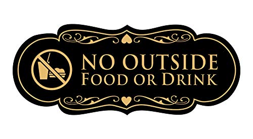 Signs ByLITA Designer No Outside Food or Drink Sign(Black Gold) - Large