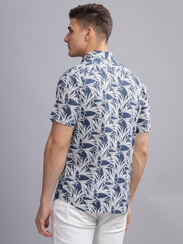 Image of MODERN ELEGANCE Men Slim Fit Navy Small Liberty Floral Printed Casual Shirt