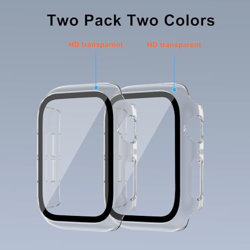 Image of 2 Pack Case for Apple Watch Screen Protector SE 3(2025) SE 2 /SE /Series 4 5 6 44mm with Tempered Glass | Slim Guard Bumper | Full Coverage Hard PC Protective Cover | Compatible iWatch 44mm
