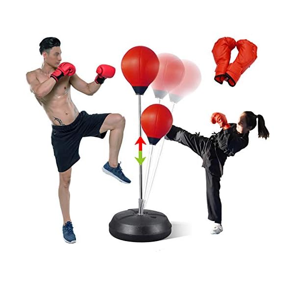 Punching Bag with Stand for Adults&Kids Boxing Bag Equipment Speed Bags Set Kickboxing Bag Reflex Ball MMA Boxing Training Equipment Home Gym Stuff with 2 Gloves