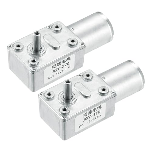 QUARKZMAN 2 Piezas DC 12V 6 RPM Motor de Gusano de Engranaje Reversible Motor Reductor 6mm Eje en Forma de D de Alta Torsión Caja de Engranajes Reducción Motor Eléctrico para Barredoras