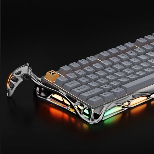 Image of GravaStar Mercury K1 Pro Gaming Keyboard BT5.0 /2.4G /USB-C, 75% Gasket Hot-Swappable Mechanical Keyboard Wireless with RGB Backlight, Win /Mac, QWERTY (Silver Grey)