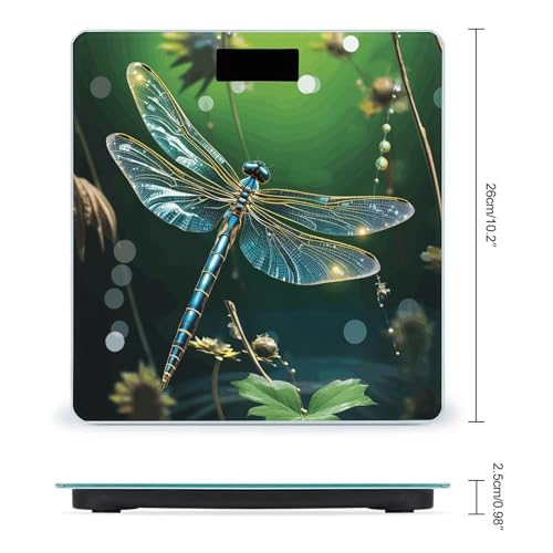 Báscula baño Dragonfly Green LCD vidrio templado 400lb miniatura 2