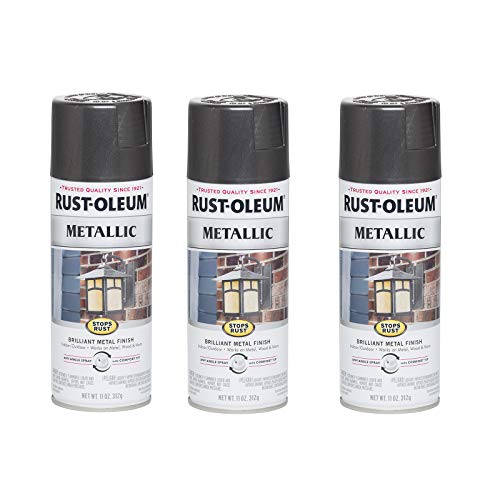Image of Rust-Oleum 244228-3PK Stops Rust Metallic Spray Paint, 11 oz, Charcoal, 3 Pack