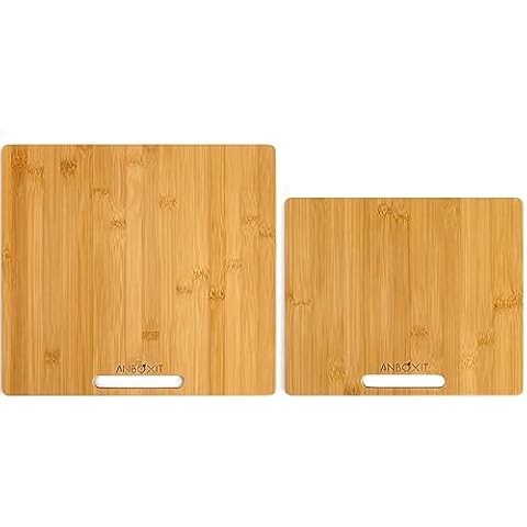 ANBOXIT Appliance Slider, Wide - Medium & Wide - Small, Bamboo Sliding Tray for Coffee Maker, Kitchen Countertop Appliance Rolling Tray, Coffee Pot Slider Tray with Rubber Wheels Cover