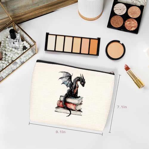 Fantasy Dragon Makeup Bag Fantasy Book Lovers Gifts Bookish Gifts Cosmetic Bag Halloween Christmas Birthday Gifts for Readers Women Girls Friends Sisters Book Accessories Travel Toiletry Bag2