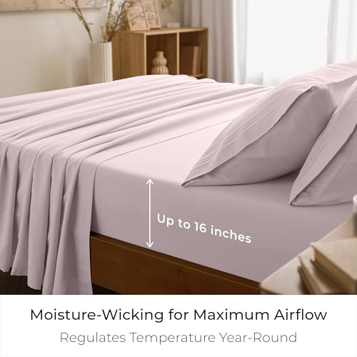 Image of Mellanni Twin Sheets Set - 3 PC Iconic Collection Bedding | Hotel Luxury, Extra Soft, Cooling Bed Sheets - Wrinkle, Fade, Stain Resistant (Twin, Blush Pink)