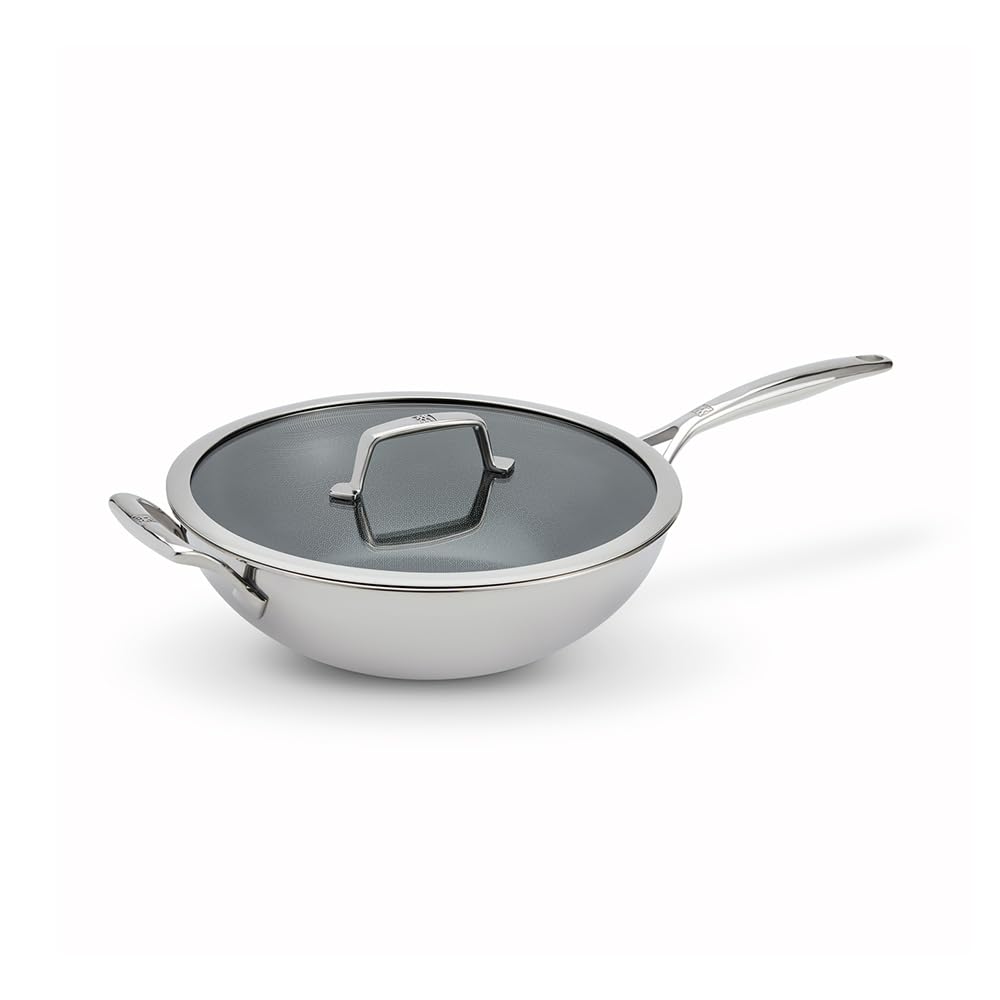 ZWILLING Peak Ceraforce HyCoat Wok 30 cm con tapa de cristal acero inoxidable 18/10