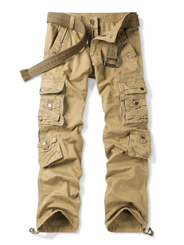 Pantalon cargo décontracté grand confort coton multipoches kaki OCHENTA taille 58