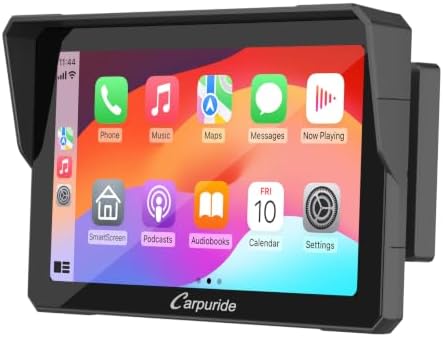Carpuride W702B Motorrad Carplay Bildschirm mit Halterung für BMW Moto | Kabelloses CarPlay und Android Auto, Tragbarer Wasserdichter 7" Touchscreen, Bluetooth Trans, Navigation, S