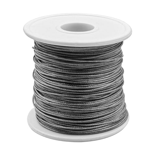 100m ZONADAH 304 1mm Vinyl Coated Stainless Steel Wire, Picture Frames Wire Hanging Heavy Duty Wire Rope Crimping Clamps Loop Sleeve Suitable for Indoor and Out Door Decorations