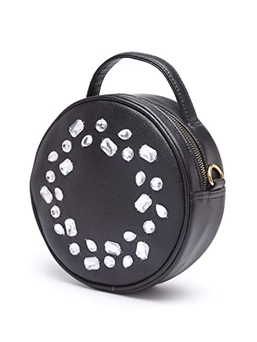 Image of Bagsy Malone Round Sling Crossbody Bag For Women| Beautiful Print Vegan Leather Purse With Slip Pocket Inside| Zip Closure & Adjustable Strap| Storage Space For Essentials