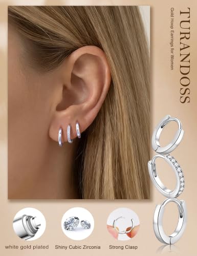 Turandoss 5 Pairs Hypoallergenic Silver Hoop Earrings Set for Women Trendy - image 4