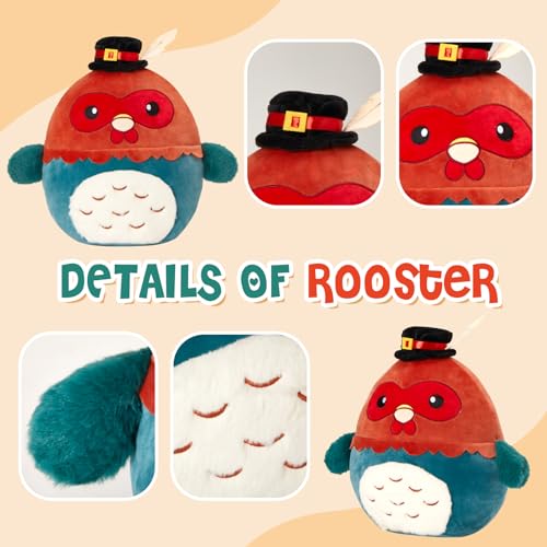 CozyWorld Thanksgiving Chicken Plush, 12” Turkey Bird Plush Toy, Cute Chicken Stuffed Animal Gift Kids Autumn Fall Home Decor